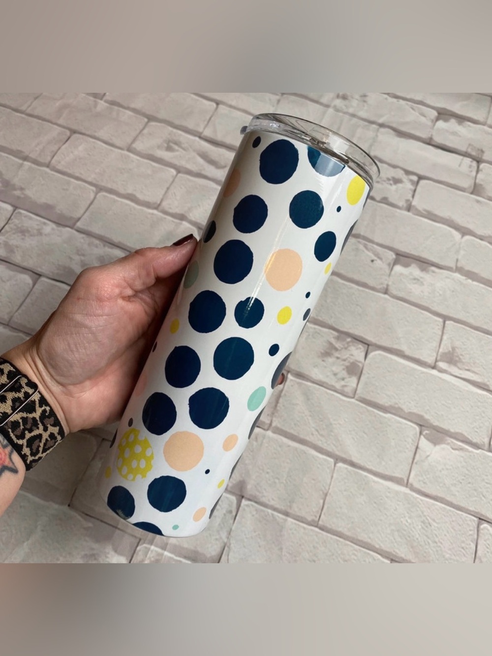 Polka Dot Stainless Tumbler 20 oz - multicolor - new in box